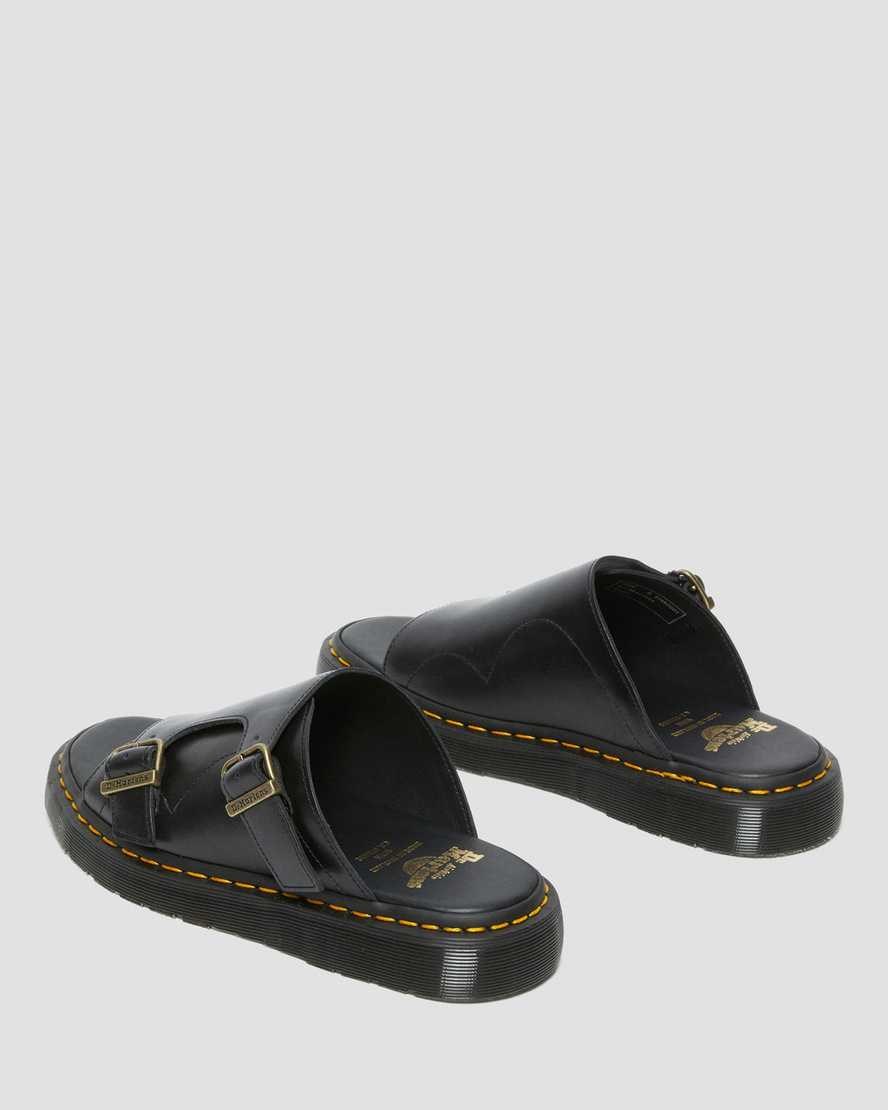 Dr Martens Dayne Made in England Leather Men's Leather Slide Sandals Black | LNZVCB947