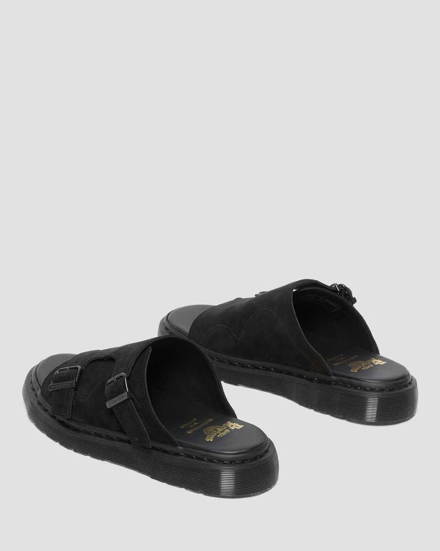 Dr Martens Dayne Made in England Suede Women's Slide Sandals Black Repello Calf Suede | VMNCQG930