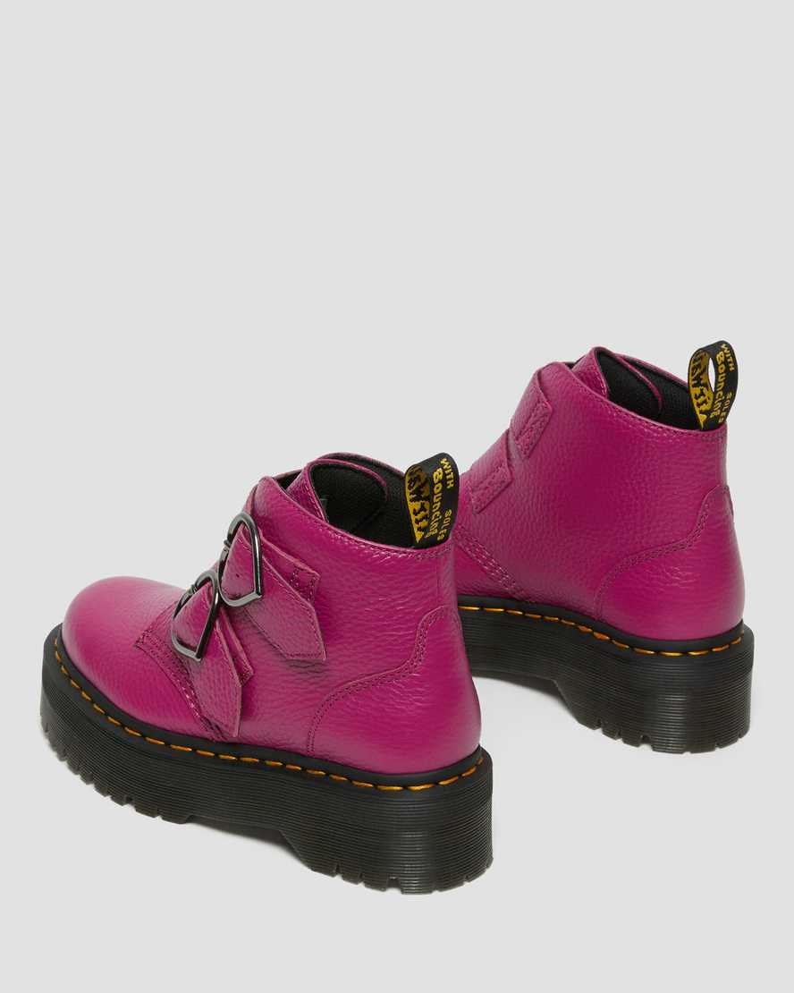 Dr Martens Devon Heart Leather Women's Ankle Boots Pink Milled Nappa Leather | GKPVUD576