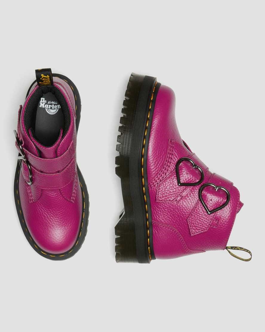 Dr Martens Devon Heart Leather Women's Ankle Boots Pink Milled Nappa Leather | GKPVUD576