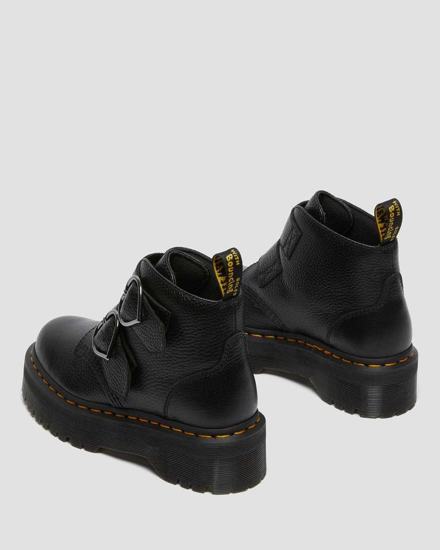 Dr Martens Devon Heart Leather Women's Ankle Boots Black Milled Nappa Leather | VHAWBU783