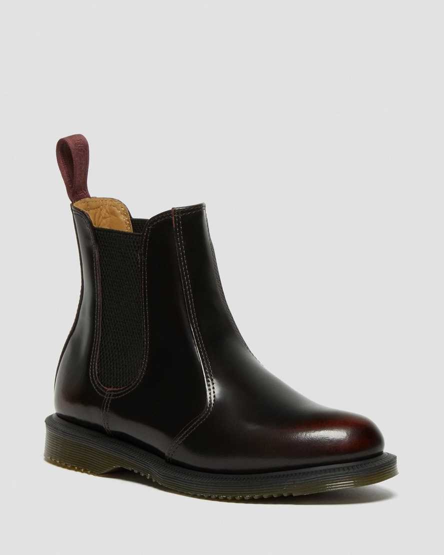 Dr Martens Flora Arcadia Leather Women's Chelsea Boots Cherry Red Arcadia Leather | FZEMTG254