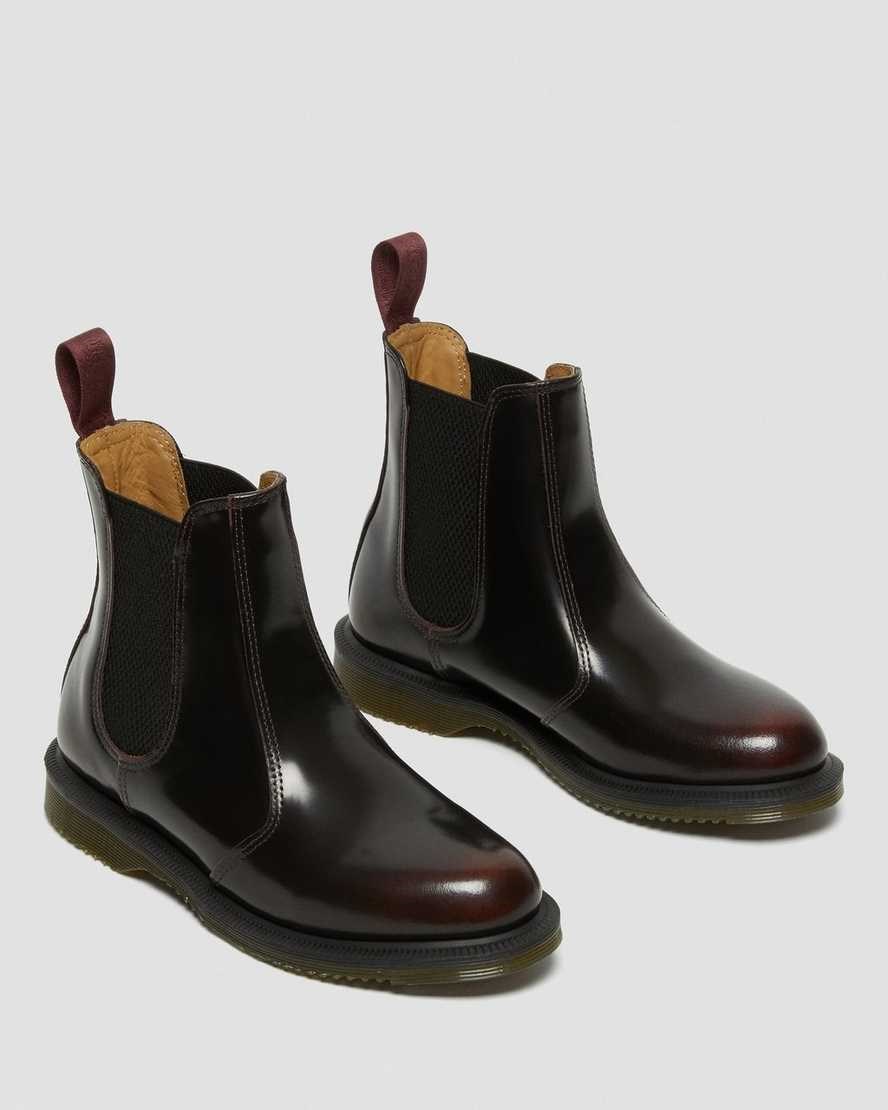 Dr Martens Flora Arcadia Leather Women's Chelsea Boots Cherry Red Arcadia Leather | FZEMTG254