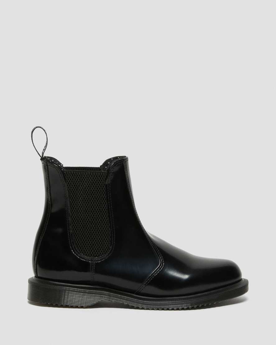 Dr Martens Flora Smooth Leather Women's Ankle Boots Black Polished Smooth | PWRVBM512