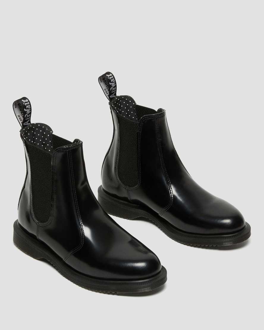 Dr Martens Flora Smooth Leather Women's Ankle Boots Black Polished Smooth | PWRVBM512