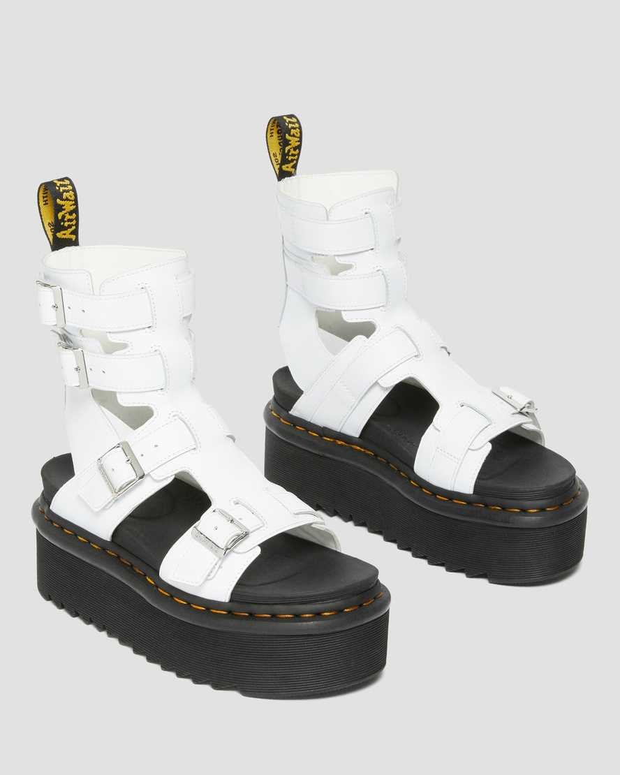 Dr Martens Giavanna Leather Women's Platform Gladiator Sandals White Softy T | OMAGZR307