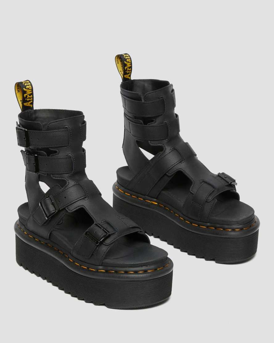 Dr Martens Giavanna Leather Women's Platform Gladiator Sandals Black Softy T | YTMXCB530