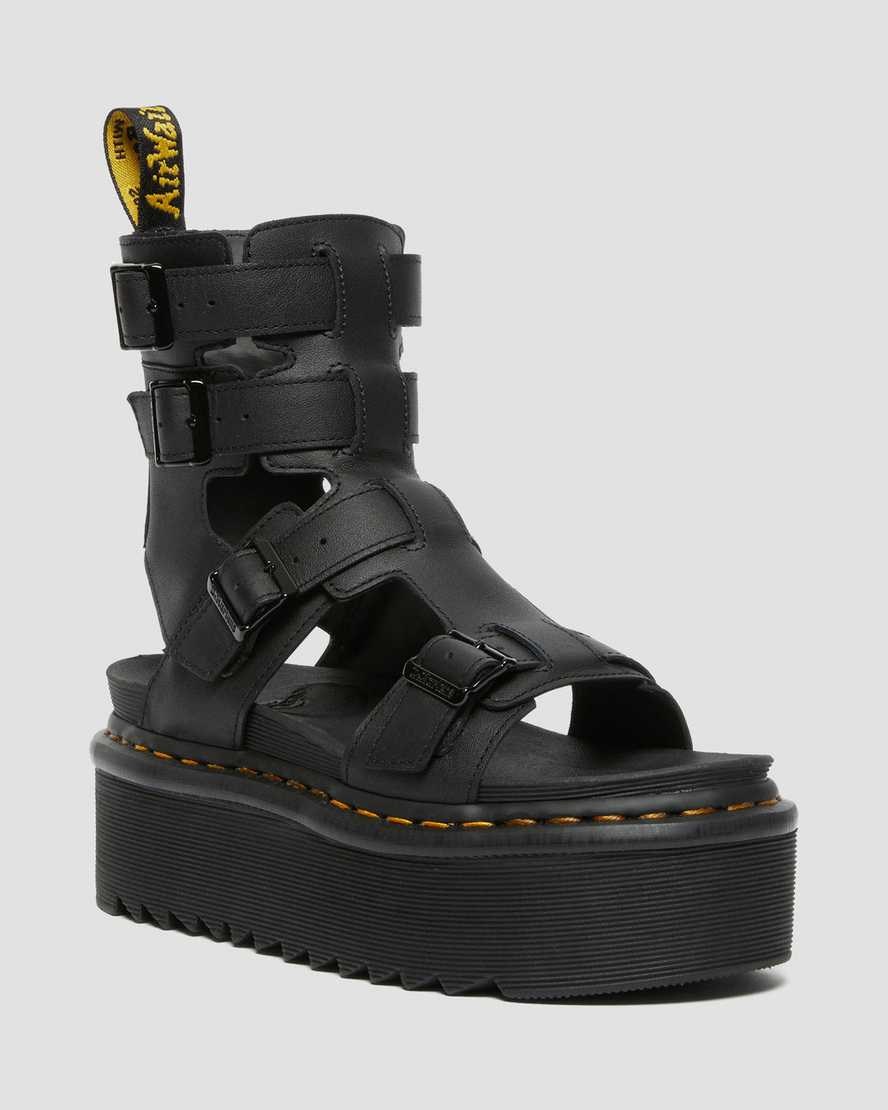 Dr Martens Giavanna Leather Women\'s Platform Gladiator Sandals Black Softy T | YTMXCB530