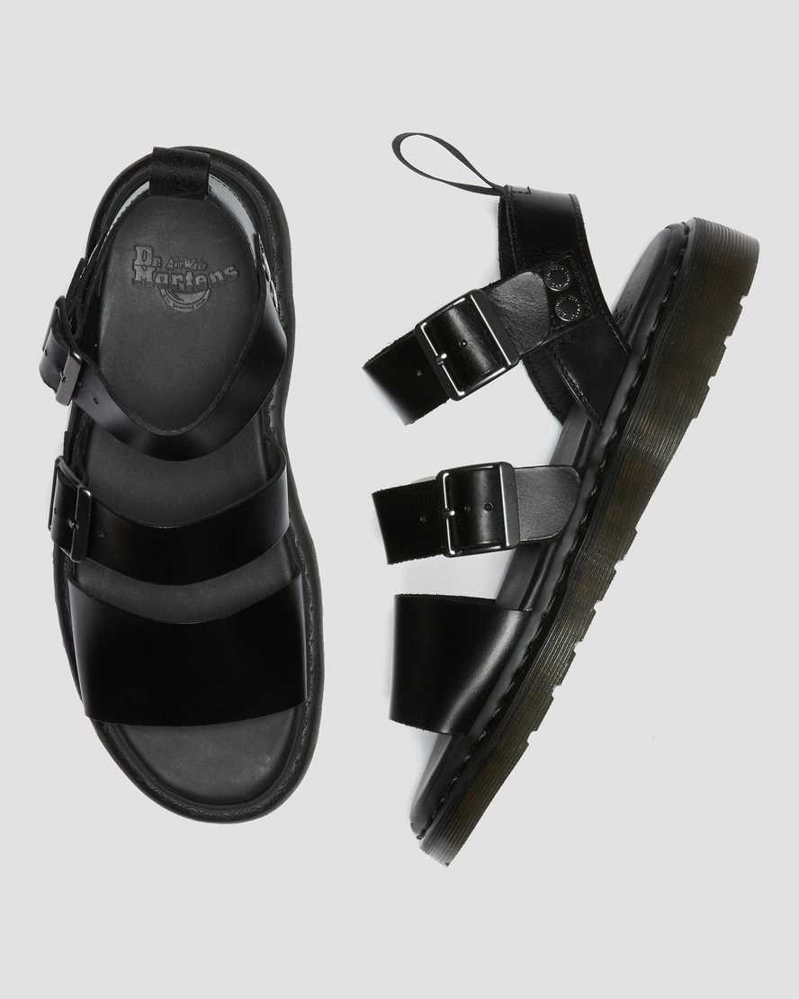 Dr Martens Gryphon Brando Leather Men's Gladiator Sandals Black Brando | PMEIRQ019