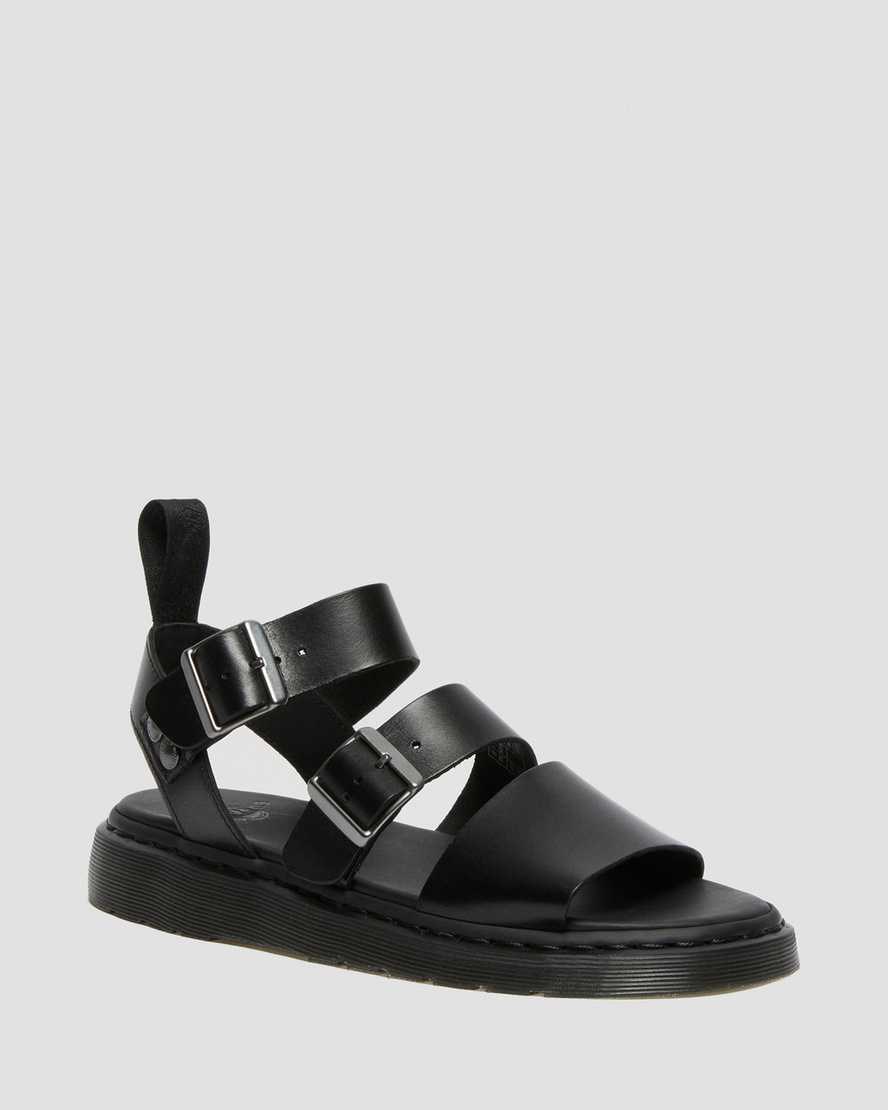 Dr Martens Gryphon Brando Leather Men\'s Gladiator Sandals Black Brando | PMEIRQ019