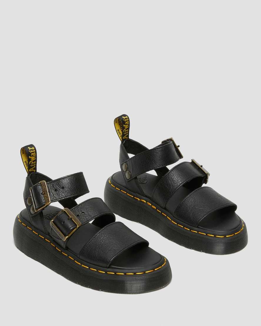 Dr Martens Gryphon Women's Platform Gladiator Sandals Black Pisa | SVBPJU197