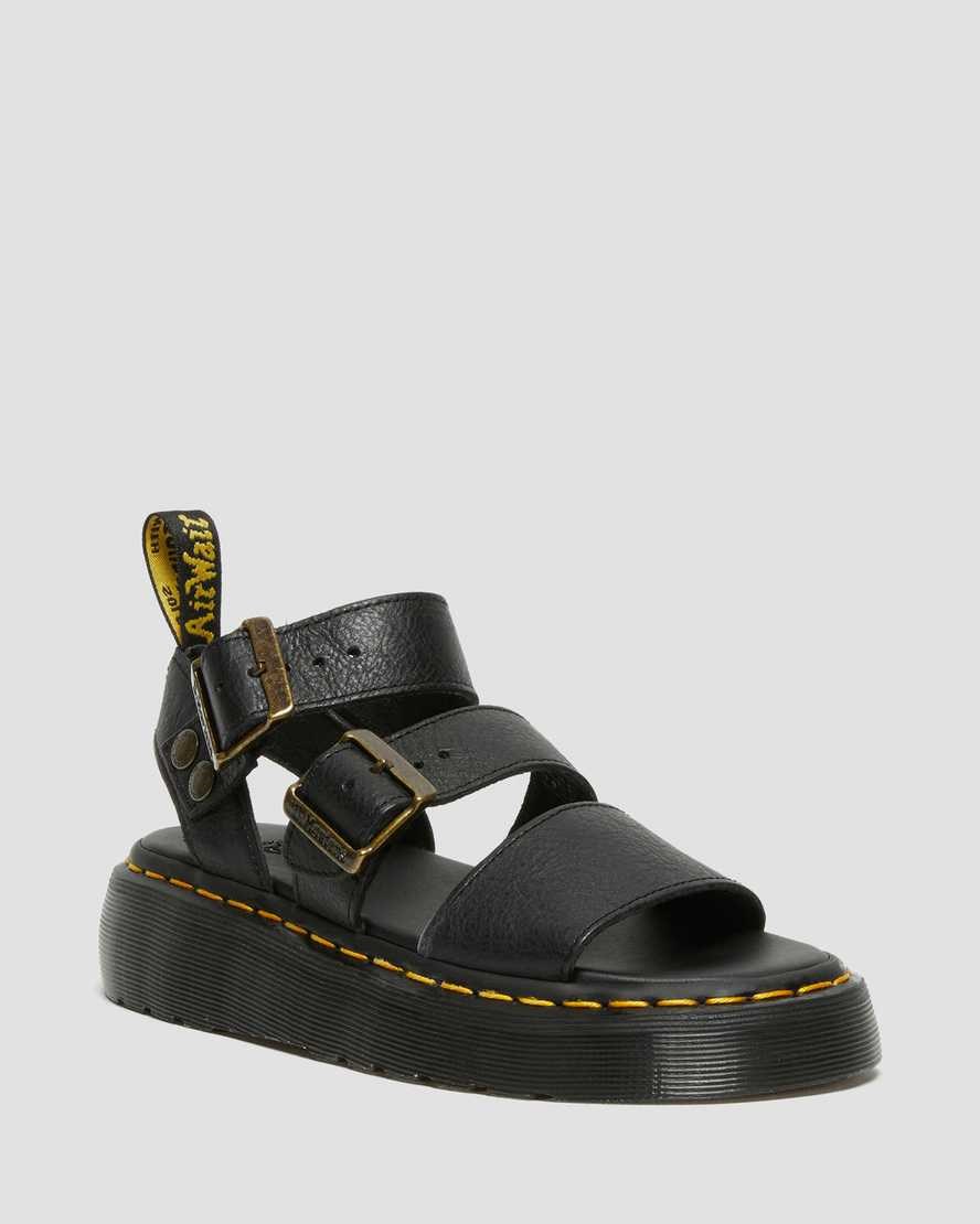 Dr Martens Gryphon Women\'s Platform Gladiator Sandals Black Pisa | SVBPJU197