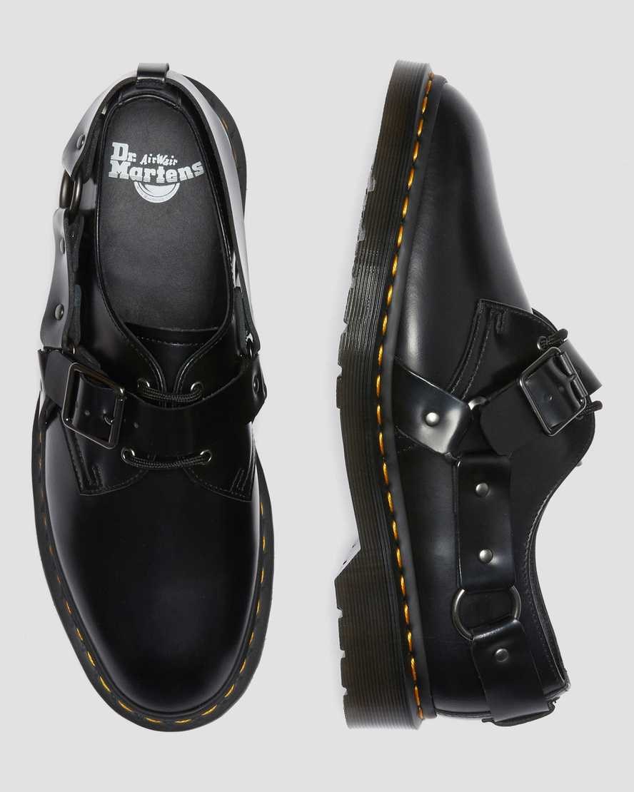 Dr Martens Henree Polished Smooth Leather Women's Buckle Shoes Black Polished Smooth | WIYKBZ219