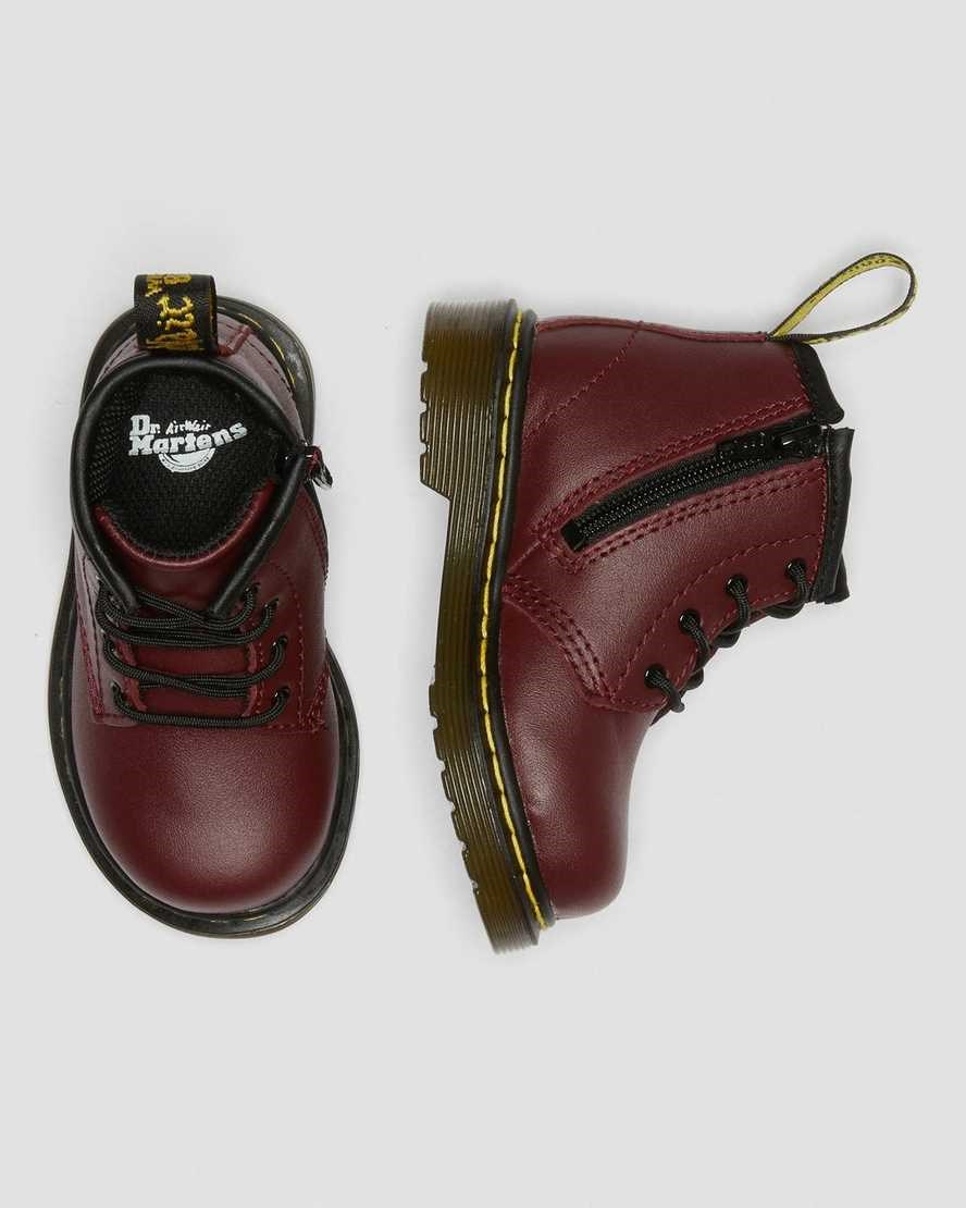 Dr Martens Infant 1460 Softy T Leather Kids' Lace Up Boots Cherry Red Softy T | IACYQT403