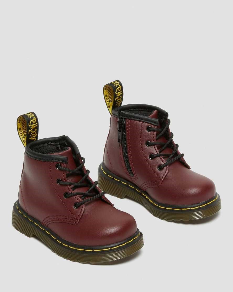 Dr Martens Infant 1460 Softy T Leather Kids' Lace Up Boots Cherry Red Softy T | IACYQT403