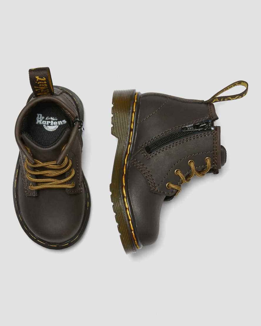 Dr Martens Infant 1460 Wildhorse Leather Kids' Lace Up Boots Dark Brown Wildhorse Lamper | HCJBDQ582