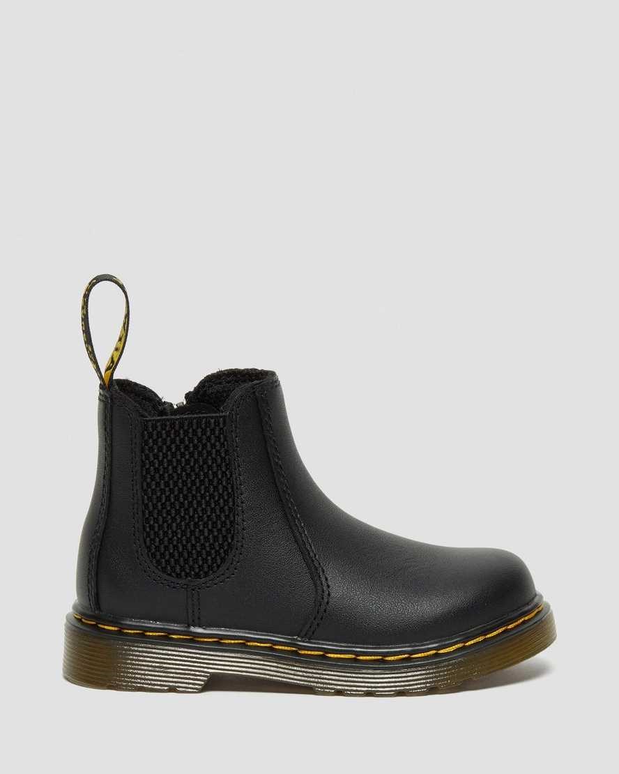 Dr Martens Infant/Toddler 2976 Softy T Leather Kids' Chelsea Boots Black Softy T | WDKBIR649