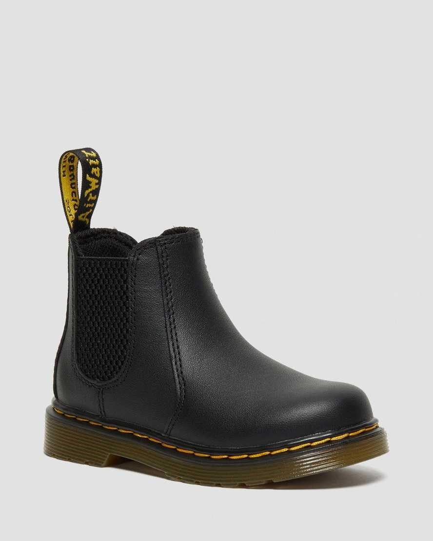 Dr Martens Infant/Toddler 2976 Softy T Leather Kids' Chelsea Boots Black Softy T | WDKBIR649