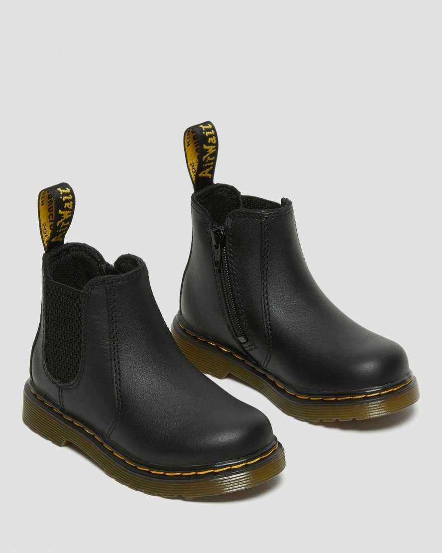 Dr Martens Infant/Toddler 2976 Softy T Leather Kids' Chelsea Boots Black Softy T | WDKBIR649