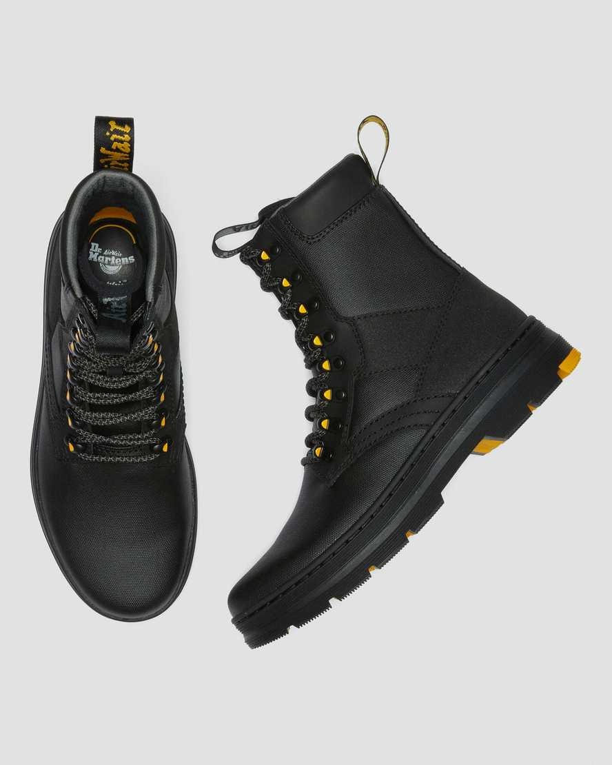 Dr Martens Iowa Coated Canvas Mix Men's Lace Up Boots Black Coated Canvas | MSQJVW495