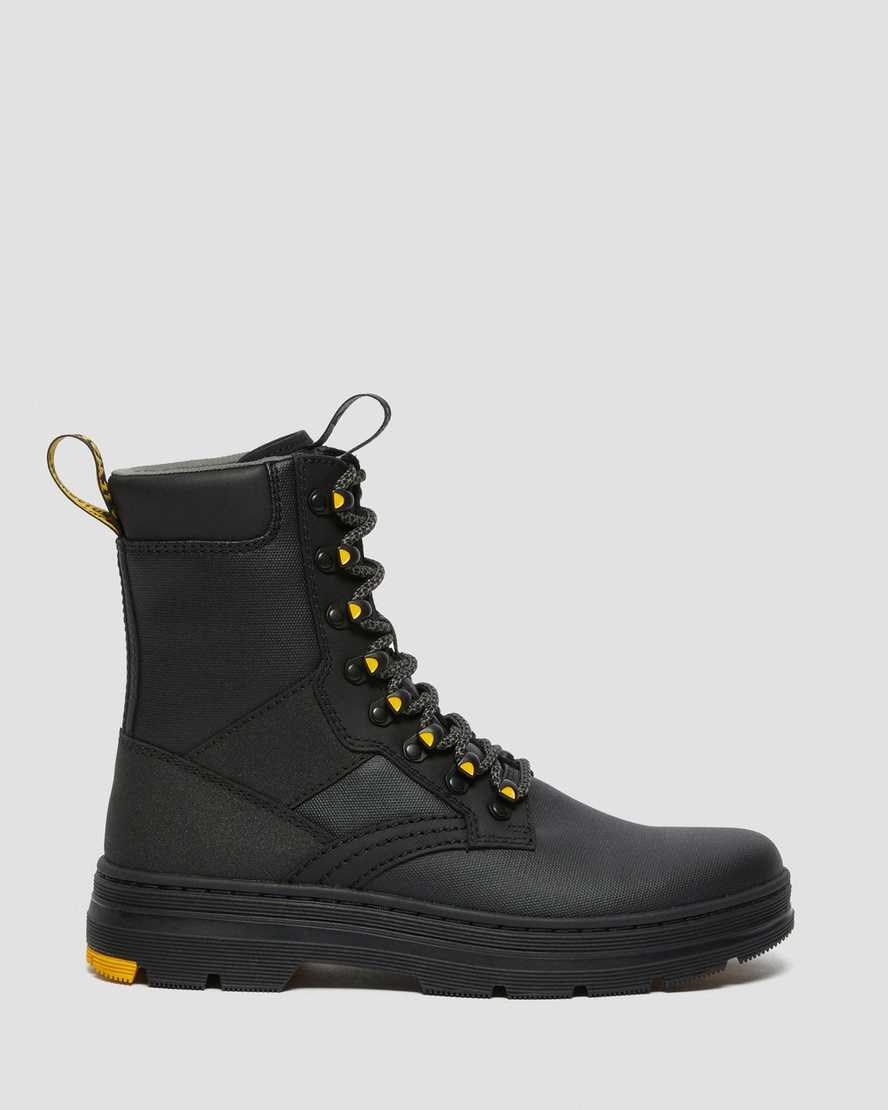 Dr Martens Iowa Coated Canvas Mix Men's Lace Up Boots Black Coated Canvas | MSQJVW495