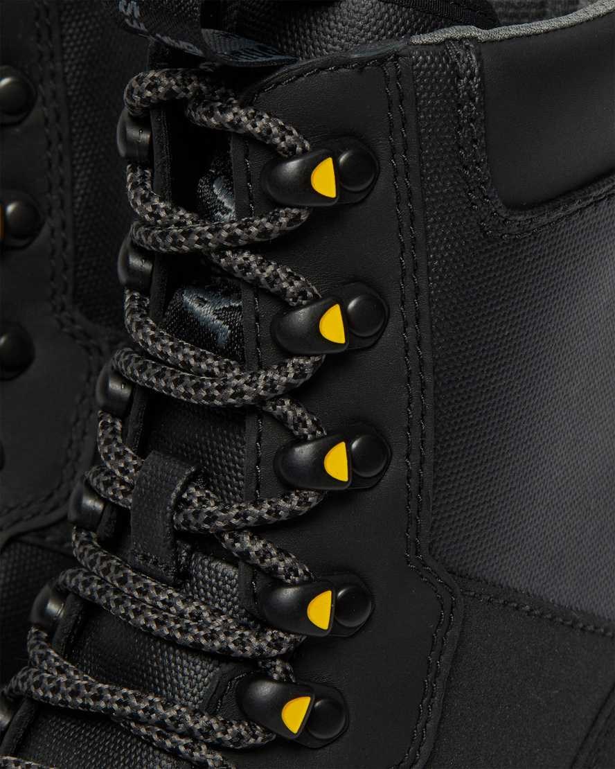 Dr Martens Iowa Coated Canvas Mix Men's Lace Up Boots Black Coated Canvas | MSQJVW495