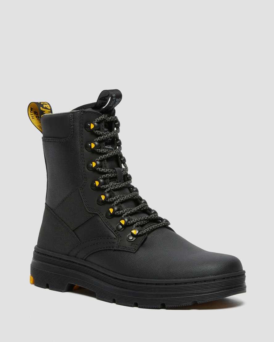 Dr Martens Iowa Coated Canvas Mix Men\'s Lace Up Boots Black Coated Canvas | MSQJVW495