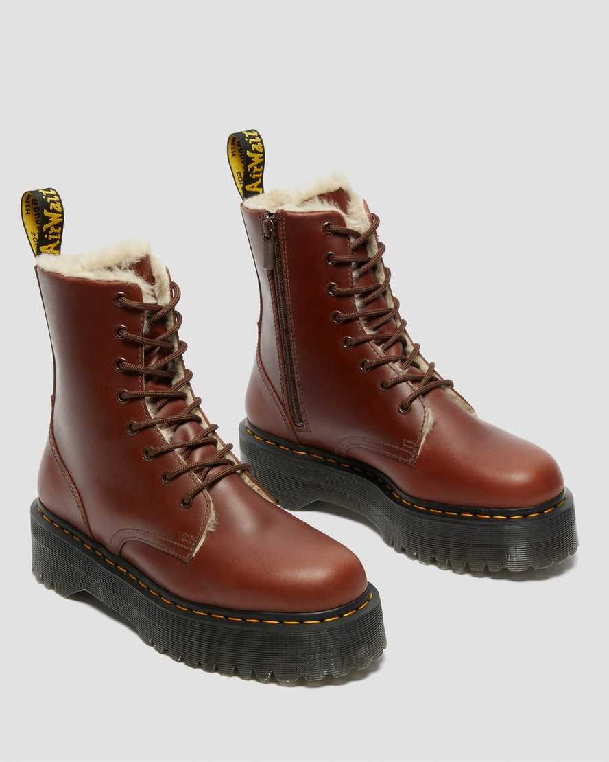 Dr Martens Jadon Faux Fur Lined Men's Ankle Boots Brown Abruzzo Wp | WSJHUM706