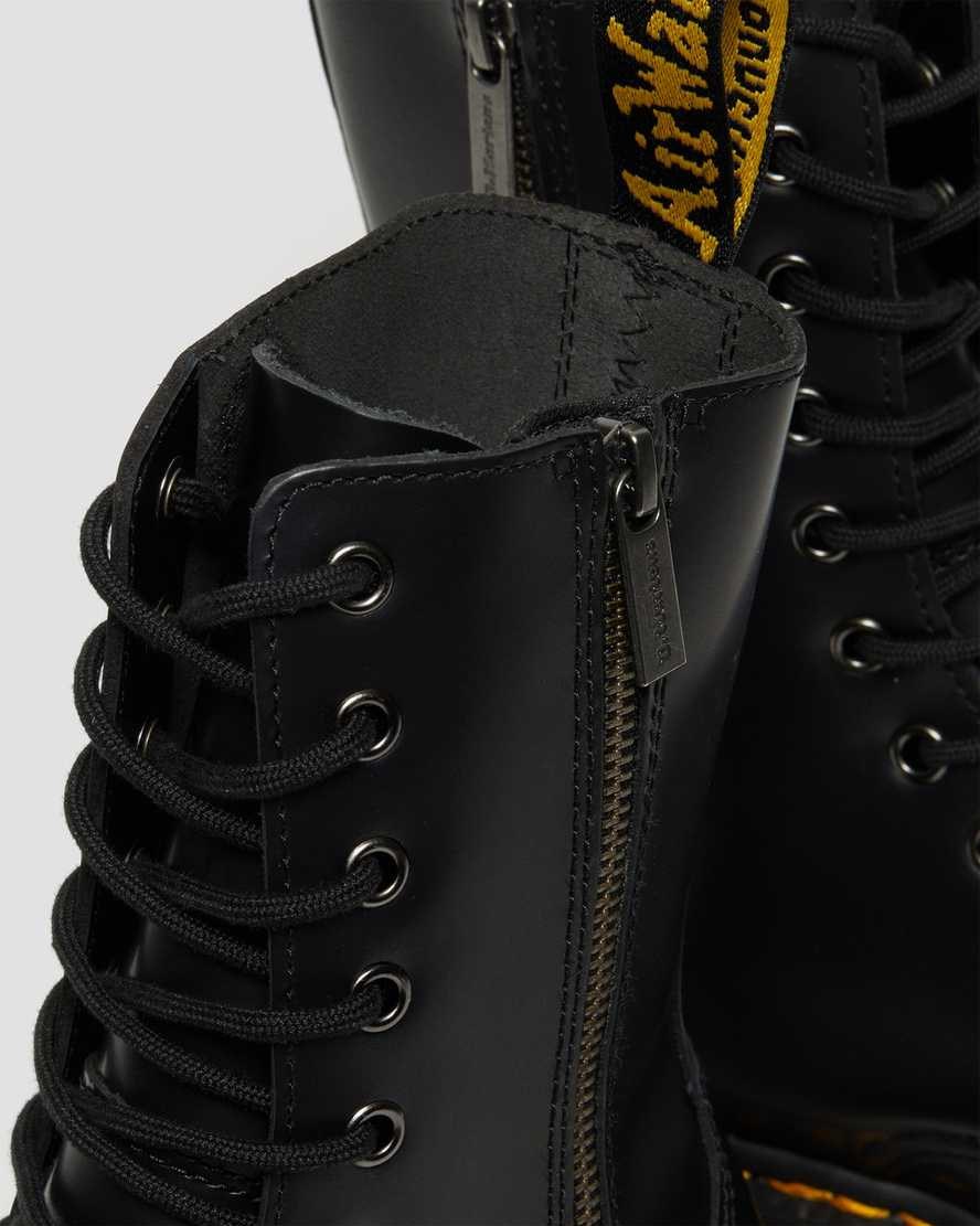 Dr Martens Jadon Hi Smooth Leather Men's Lace Up Boots Black Polished Smooth | DIUNCT695