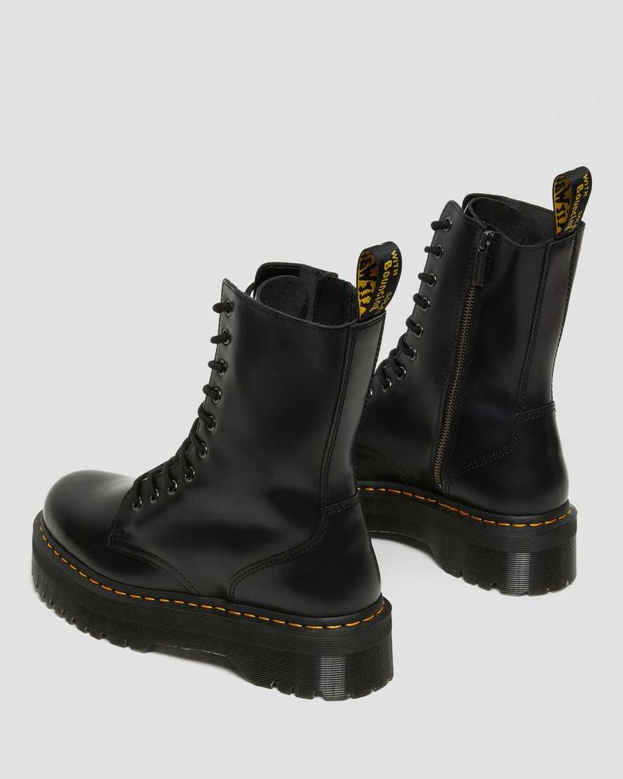 Dr Martens Jadon Hi Smooth Leather Women's Zip Up Boots Black Polished Smooth | AVQTMS631