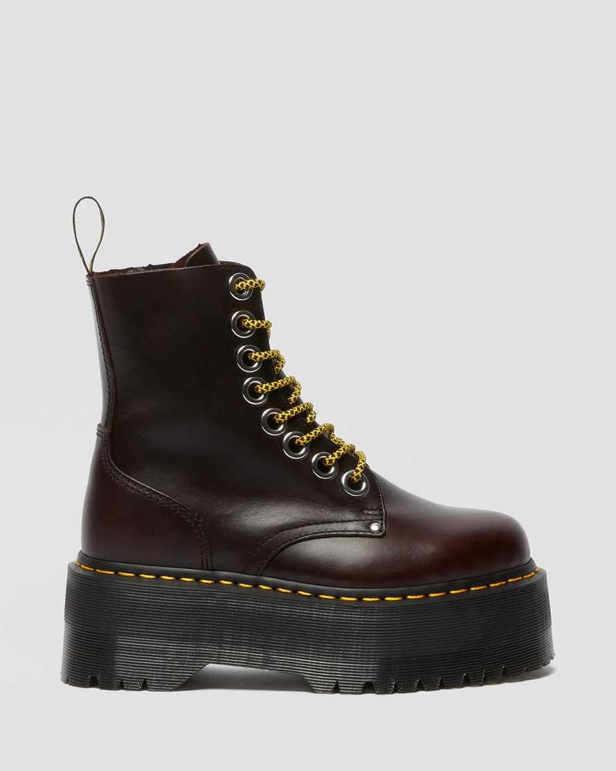 Dr Martens Jadon Max Leather Women's Ankle Boots Oxblood Atlas | EYUWHX276