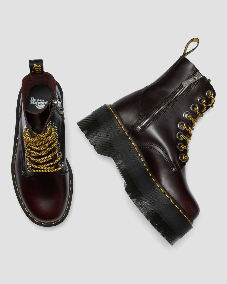 Dr Martens Jadon Max Leather Women's Ankle Boots Oxblood Atlas | EYUWHX276