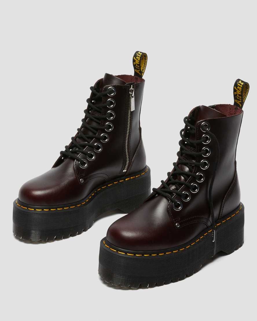 Dr Martens Jadon Max Leather Women's Lace Up Boots Oxblood Atlas | HLDYOT927