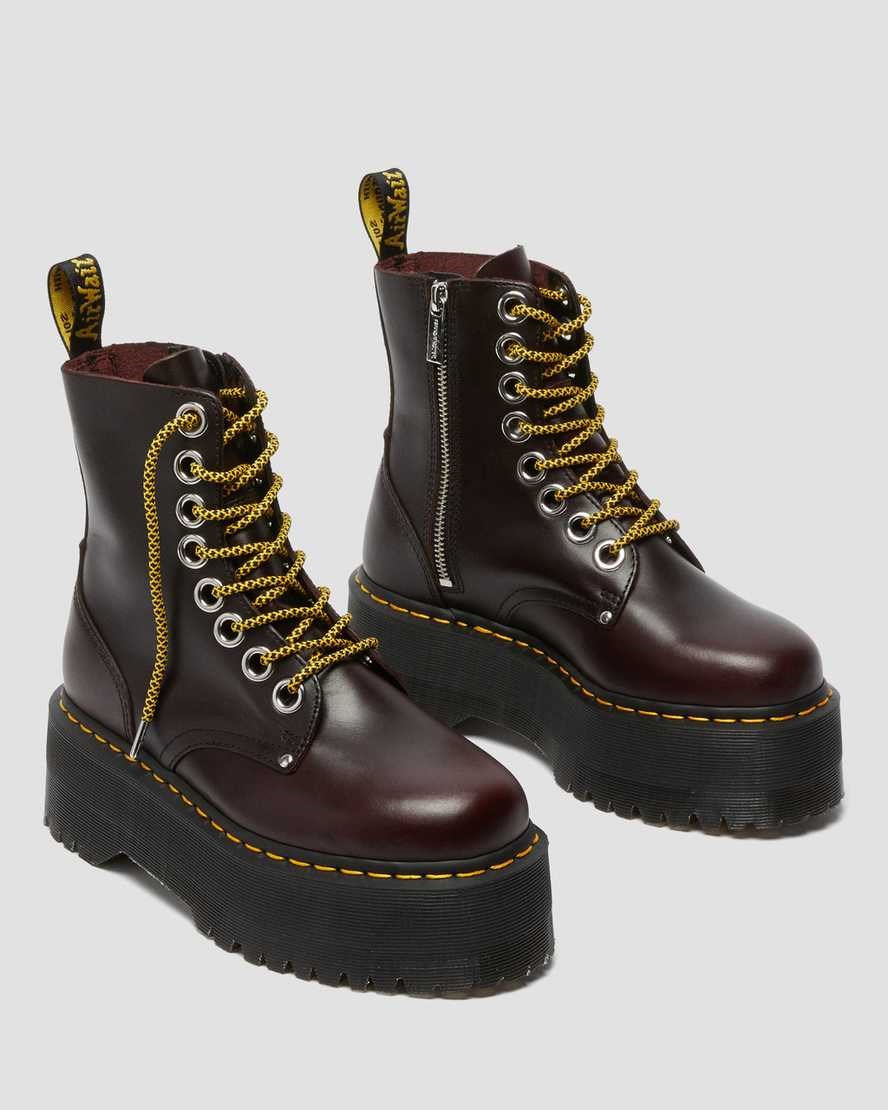 Dr Martens Jadon Max Leather Women's Lace Up Boots Oxblood Atlas | HLDYOT927