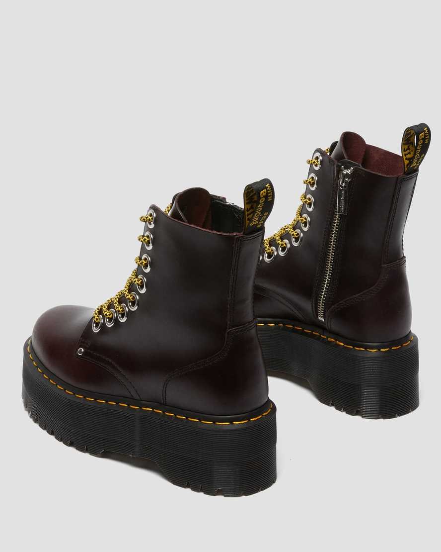 Dr Martens Jadon Max Leather Women's Lace Up Boots Oxblood Atlas | HLDYOT927