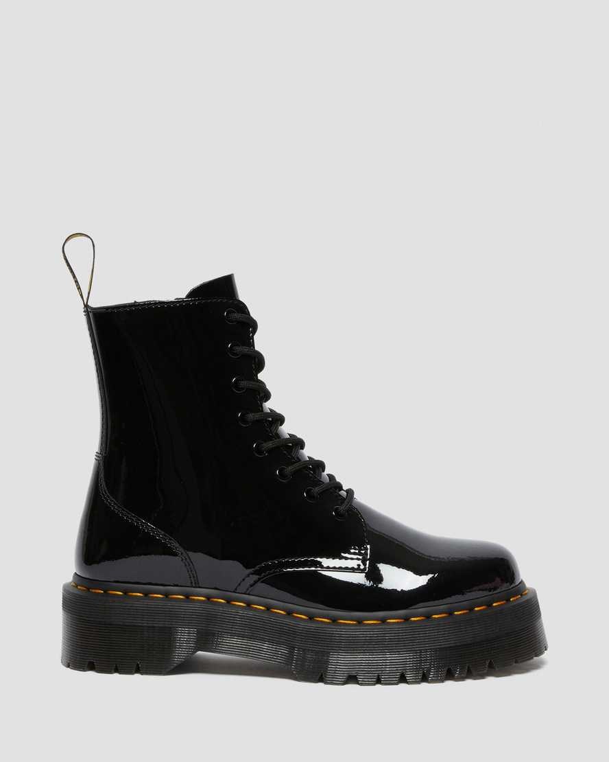 Dr Martens Jadon Patent Leather Men's Zip Up Boots Black Patent Lamper | ZSBQEA642