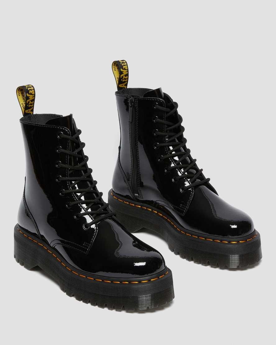 Dr Martens Jadon Patent Leather Men's Zip Up Boots Black Patent Lamper | ZSBQEA642