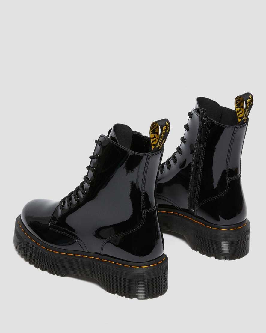 Dr Martens Jadon Patent Leather Men's Zip Up Boots Black Patent Lamper | ZSBQEA642