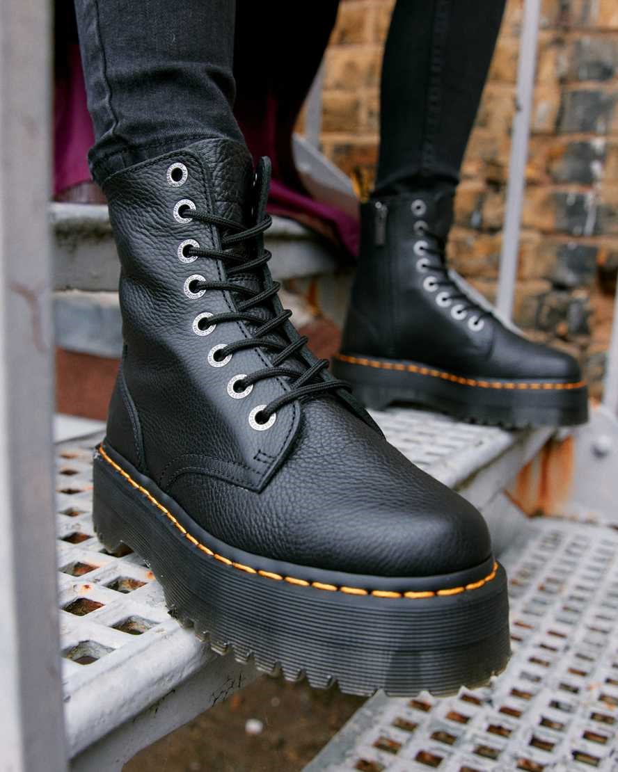 Dr Martens Jadon Pisa Leather Women's Lace Up Boots Black Pisa | NEQPTW208