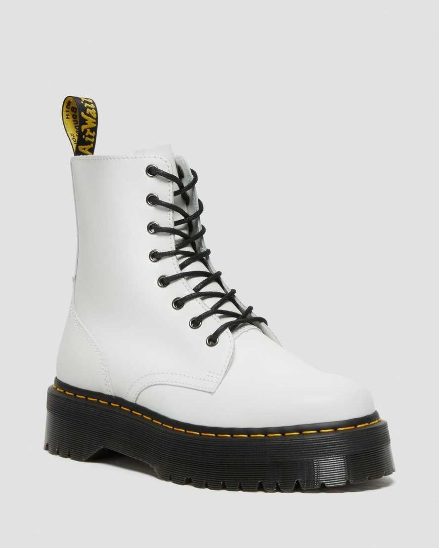 Dr Martens Jadon Smooth Leather Men\'s Ankle Boots White Polished Smooth | YJXRUE253