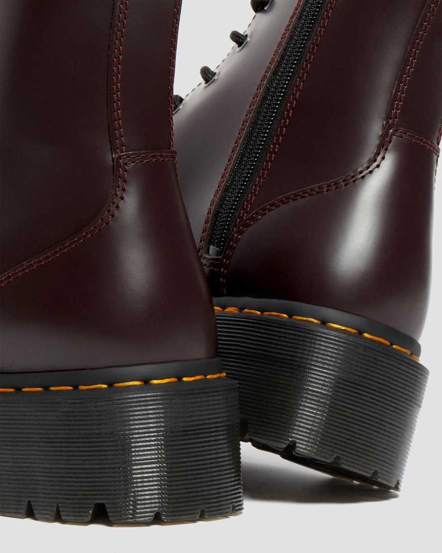 Dr Martens Jadon Smooth Leather Men's Zip Up Boots Burgundy Smooth Leather | USDWVY842