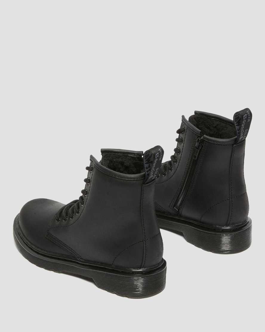 Dr Martens Junior 1460 Faux Fur Lined Kids' Booties Black Republic Wp | BKZGJA092