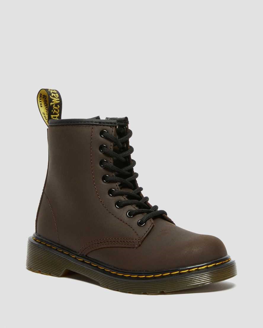 Dr Martens Junior 1460 Faux Fur Lined Kids' Lace Up Boots Dark Brown Mohawk | JCGVXD865