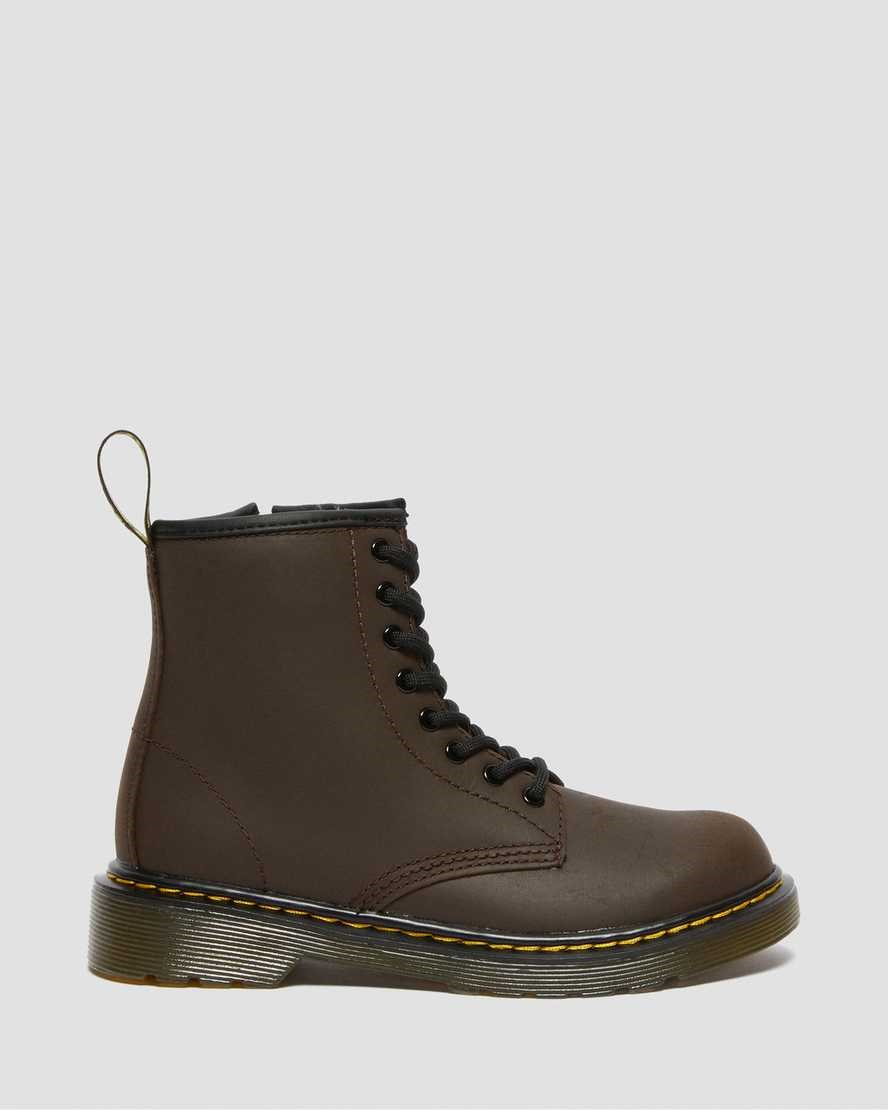 Dr Martens Junior 1460 Faux Fur Lined Kids' Lace Up Boots Dark Brown Mohawk | JCGVXD865