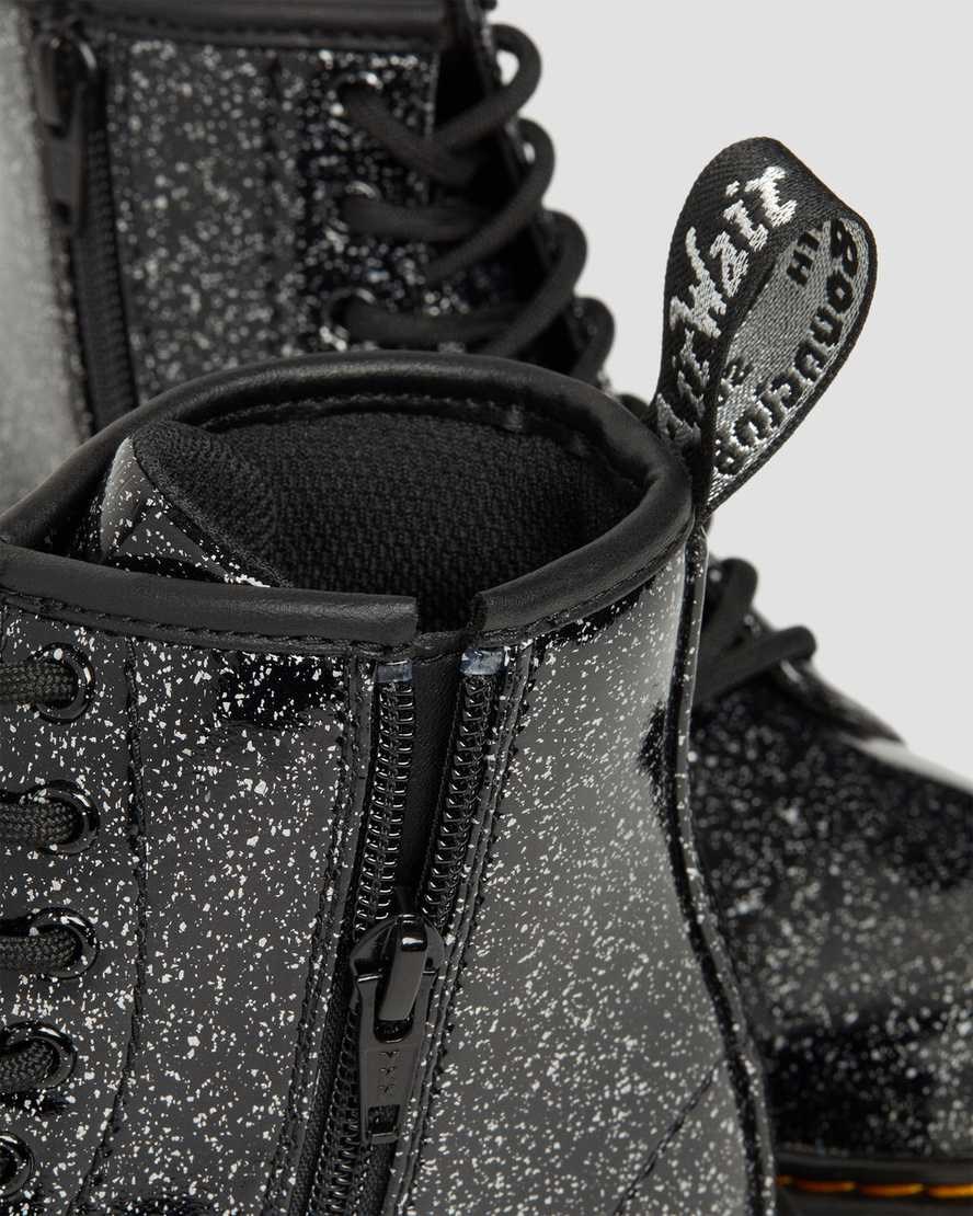 Dr Martens Junior 1460 Glitter Kids' Lace Up Boots Black Cosmic Glitter | MNTLZK821