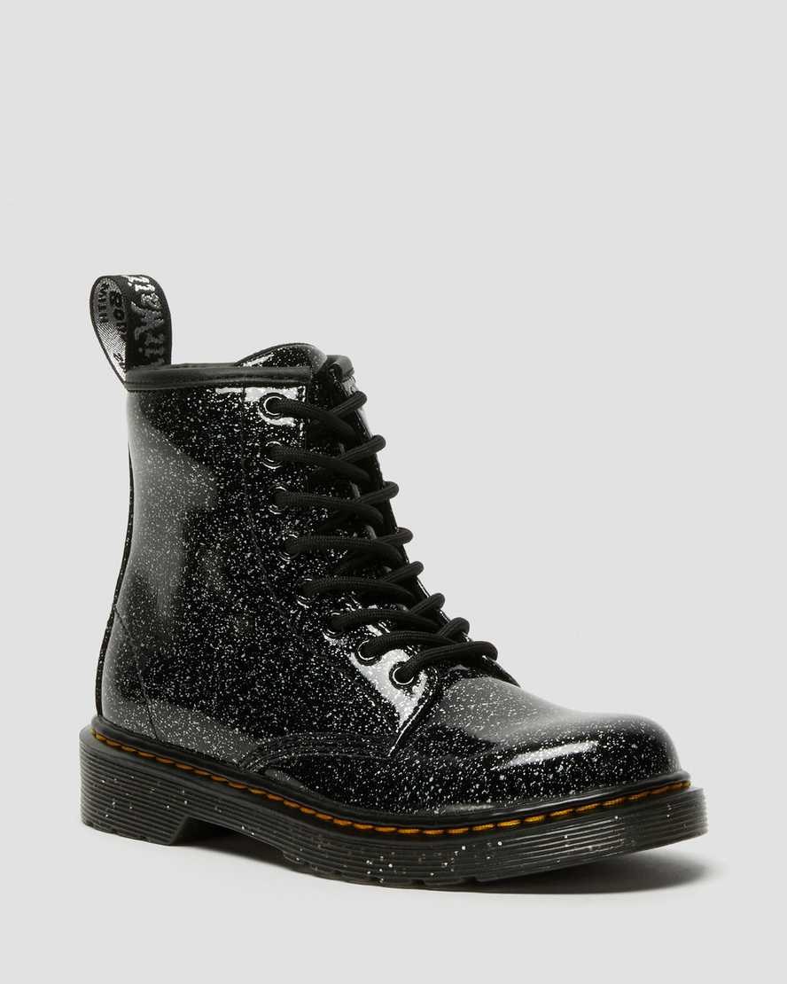 Dr Martens Junior 1460 Glitter Kids\' Lace Up Boots Black Cosmic Glitter | MNTLZK821