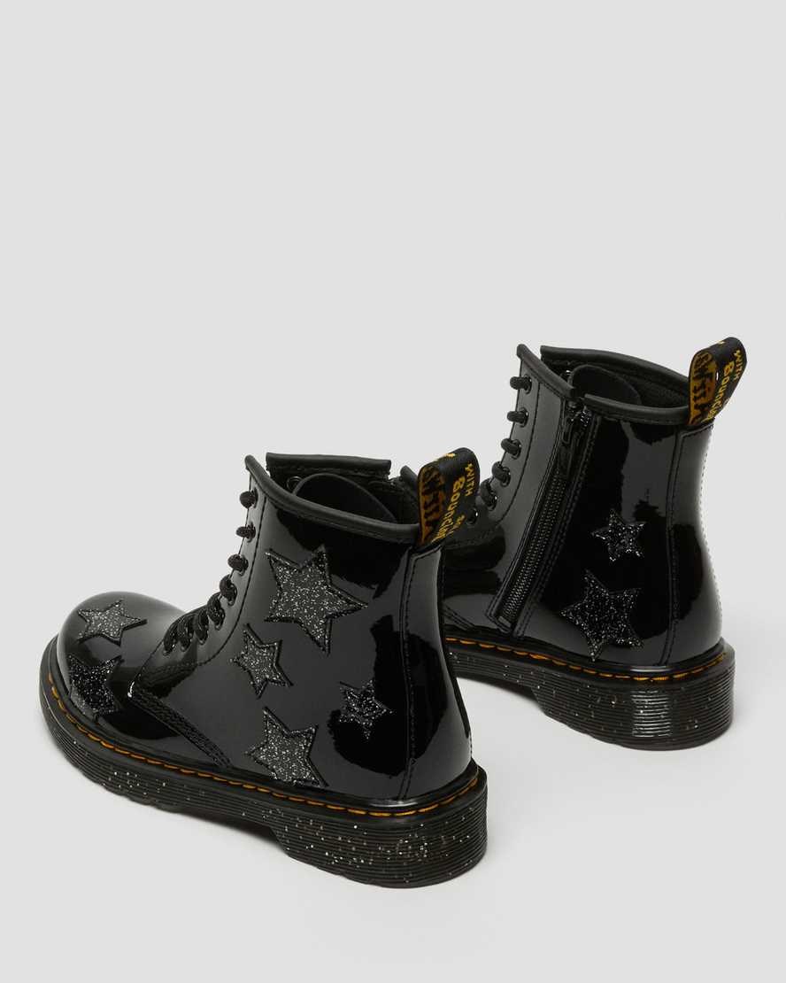 Dr Martens Junior 1460 Glitter Star Patent Kids' Lace Up Boots Black Patent Lamper | LACYMX492