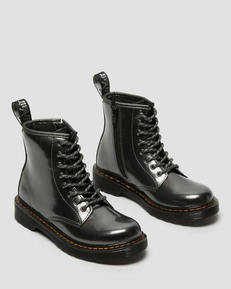 Dr Martens Junior 1460 Metallic Kids' Lace Up Boots Grey Spark | MGUHPR421