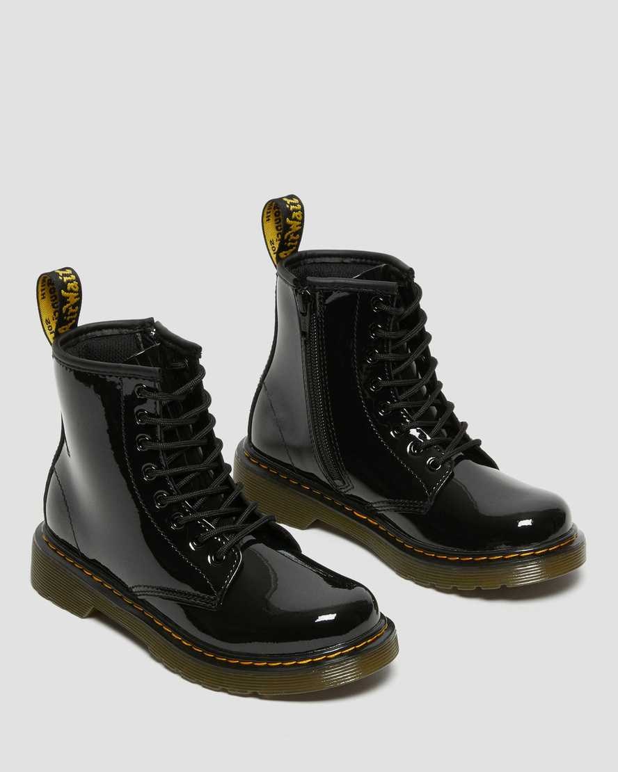 Dr Martens Junior 1460 Patent Leather Kids' Lace Up Boots Black Patent Lamper | CFQDXY580