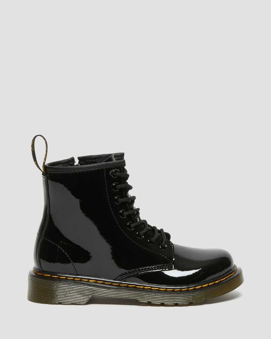 Dr Martens Junior 1460 Patent Leather Kids' Lace Up Boots Black Patent Lamper | CFQDXY580